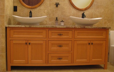 custum douglas fir bathroom vanity