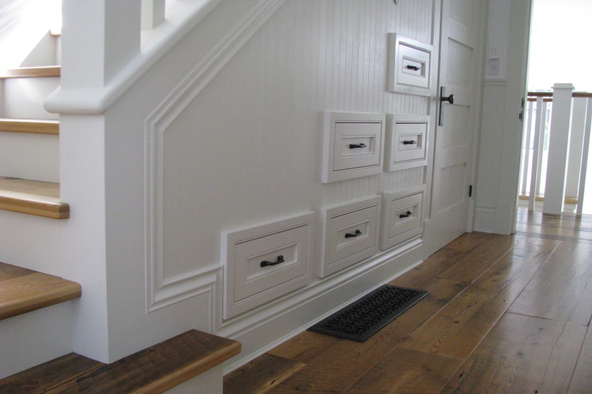 beaded inset cabinets - built in drawers