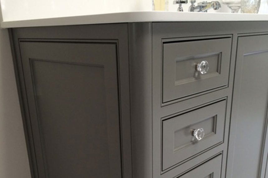 beaded inset cabinets - vanity detail